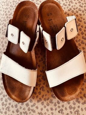 Naot Cream Double-Strap Slide Sandals